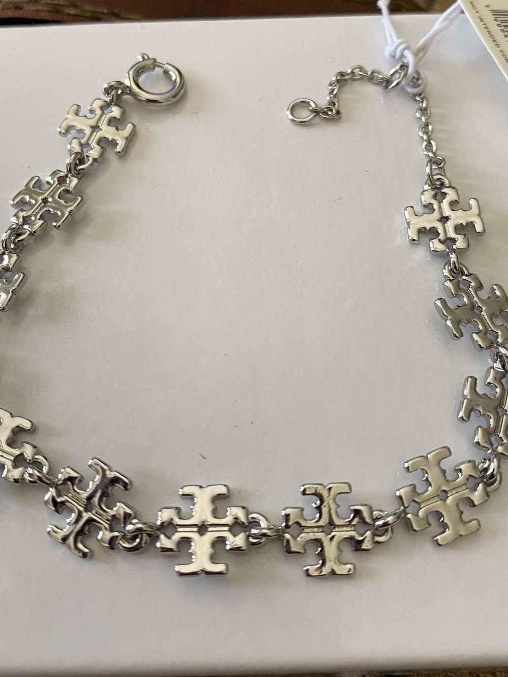 Tory Burch Silver Logo-Link Bracelet